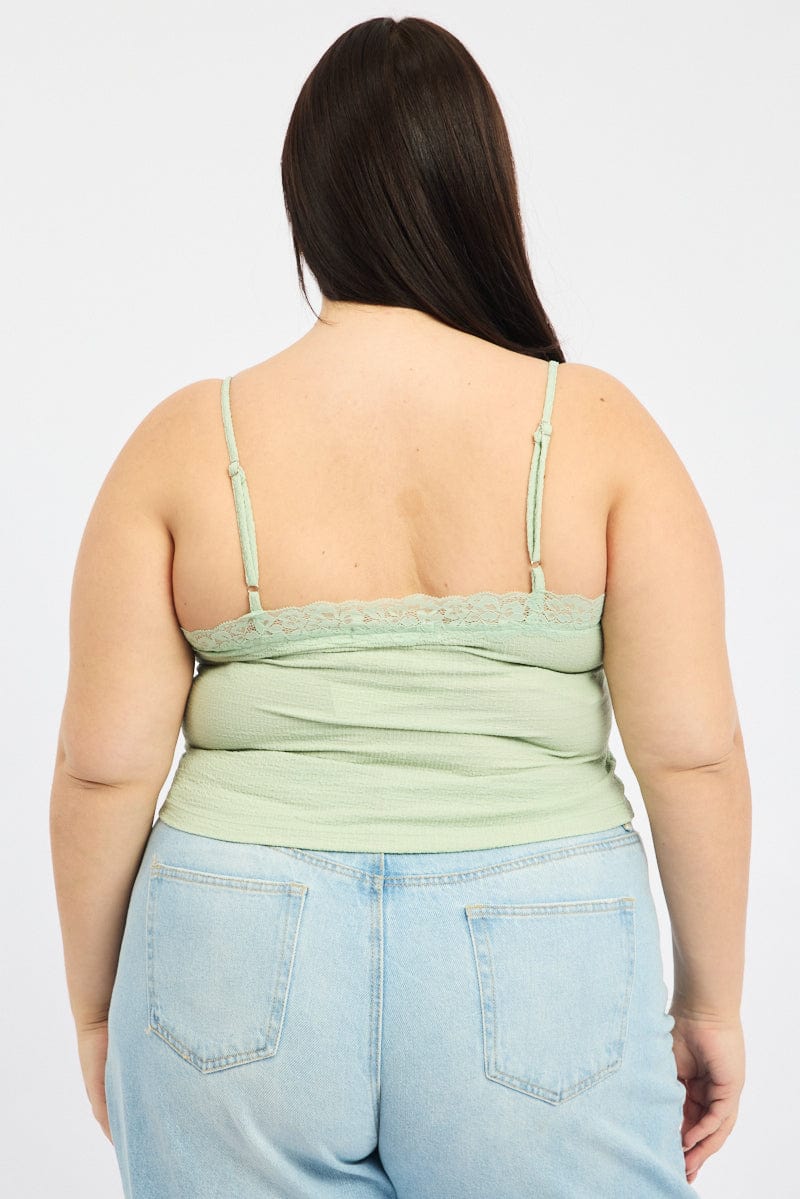 Green Lace Cami Top Textured for YouandAll Fashion