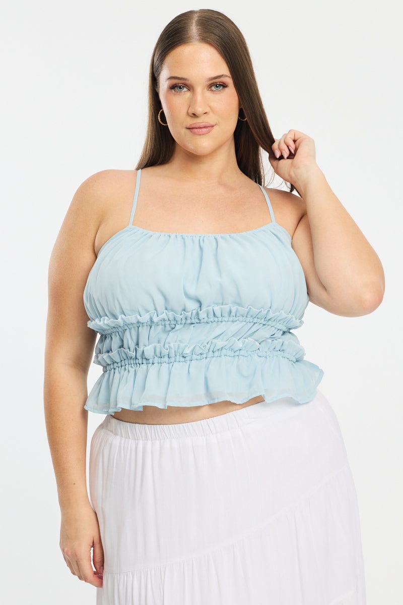 Blue Ruched Cami Top for YouandAll Fashion