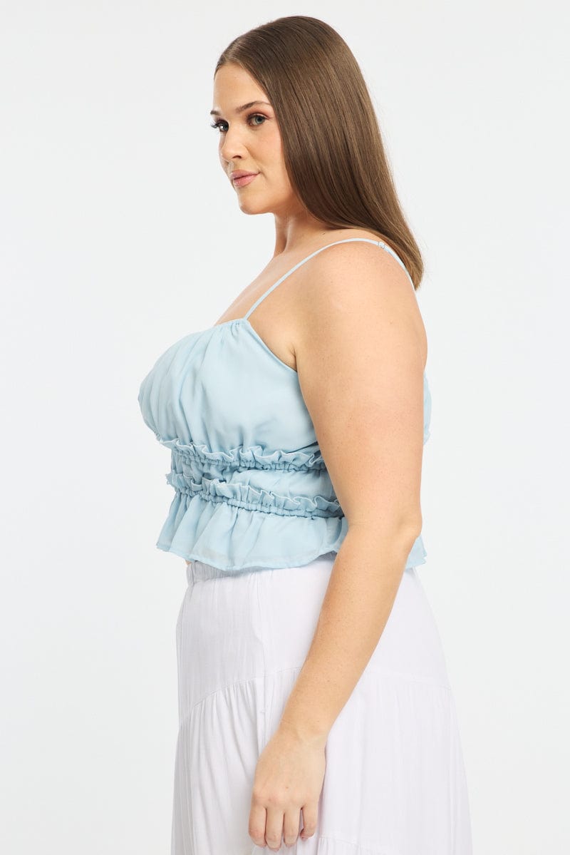 Blue Ruched Cami Top for YouandAll Fashion