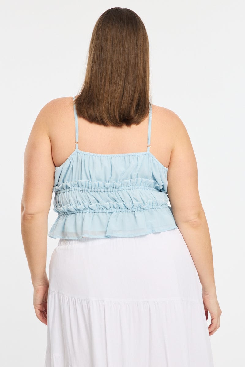 Blue Ruched Cami Top for YouandAll Fashion