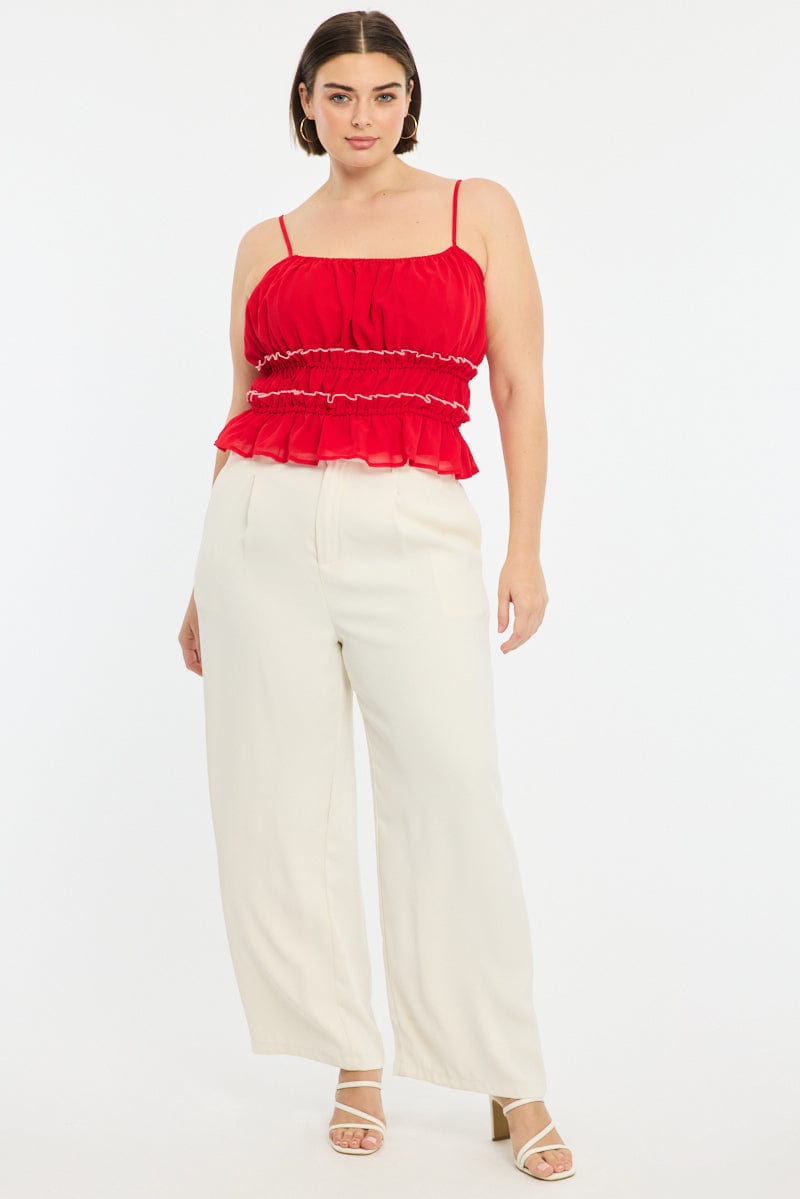 Red Ruched Cami Top for YouandAll Fashion