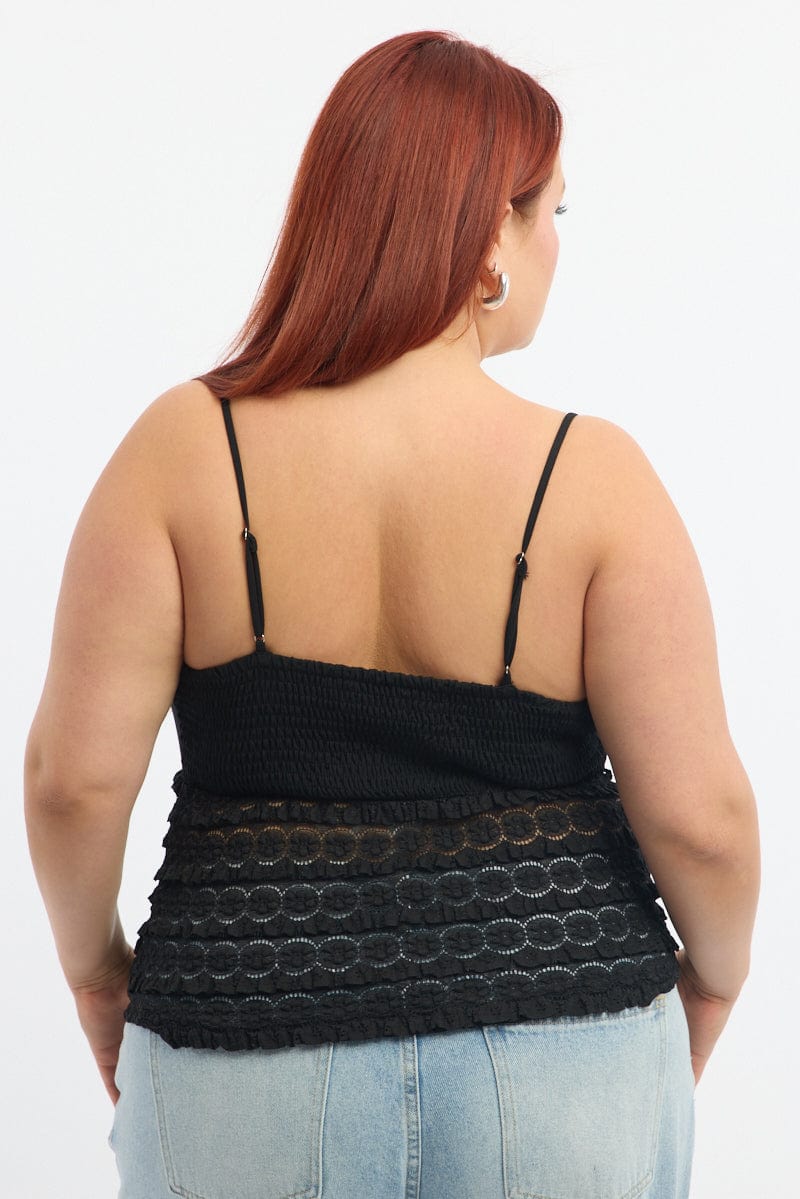 Black Lace Top Sleeveless Ruched Bust for YouandAll Fashion