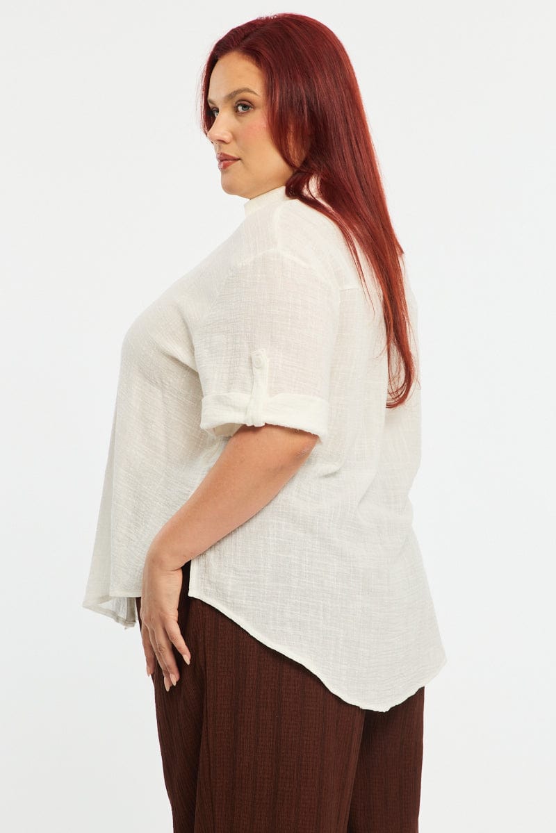 White Relaxed Shirt Short Sleeve for YouandAll Fashion