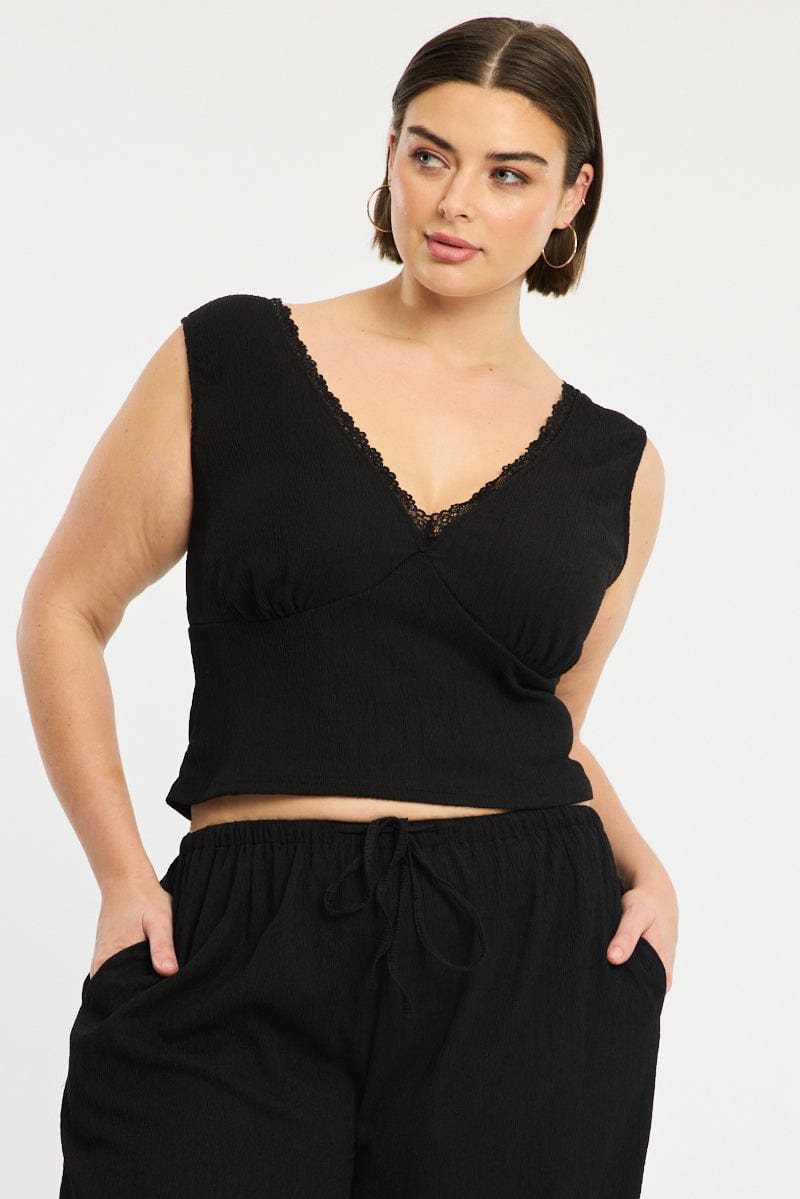 Black Textured Top Sleeveless for YouandAll Fashion