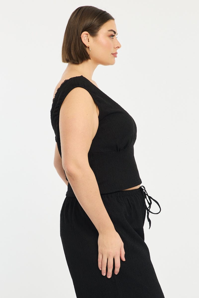 Black Textured Top Sleeveless for YouandAll Fashion