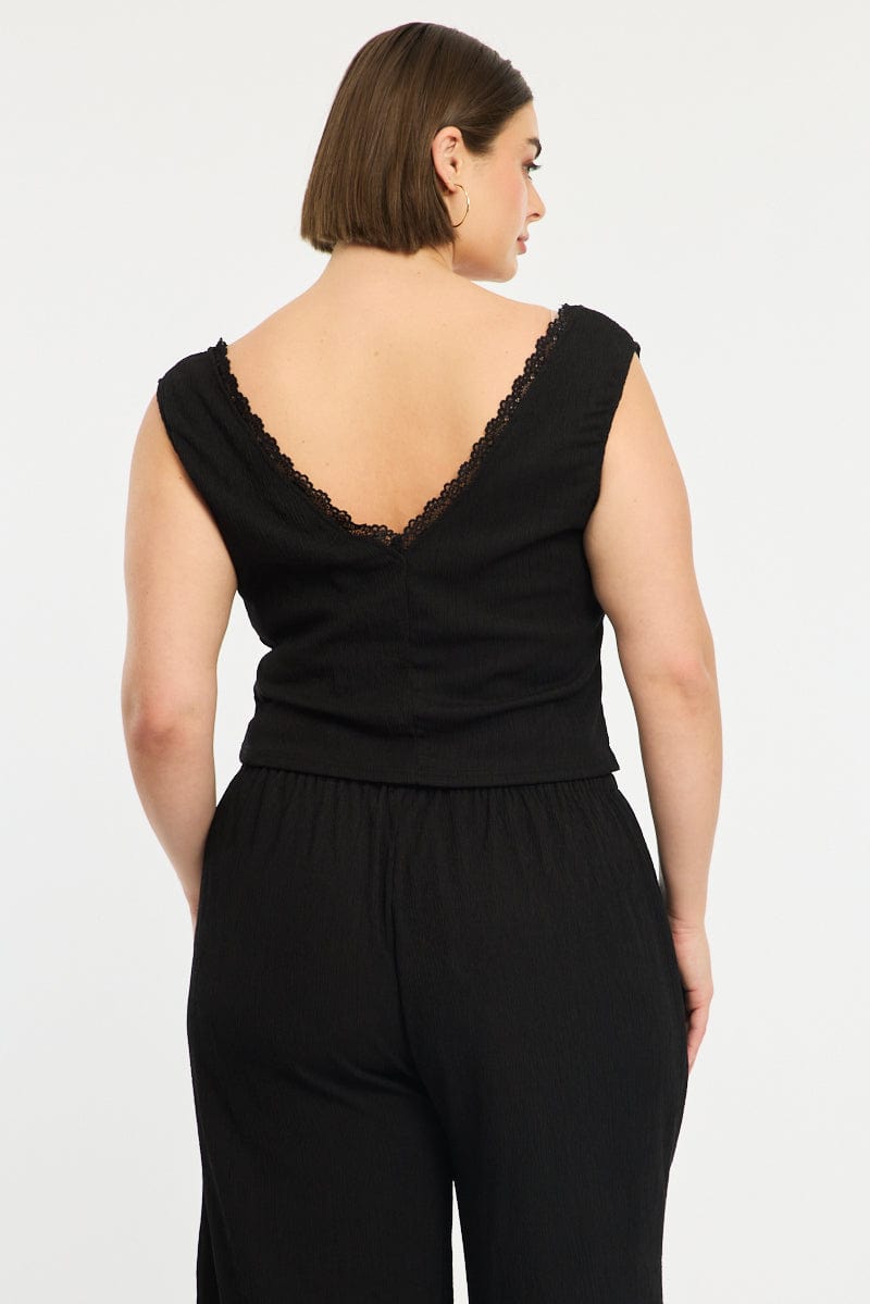 Black Textured Top Sleeveless for YouandAll Fashion