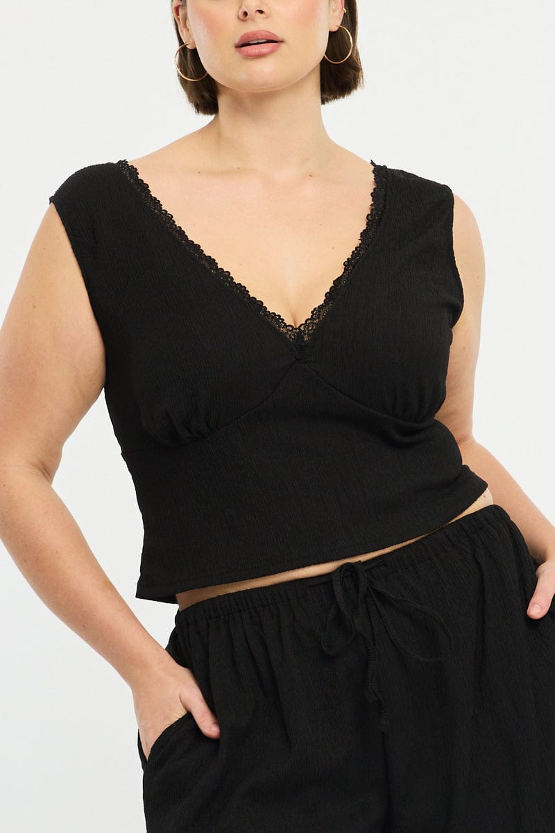 Black Textured Top Sleeveless for YouandAll Fashion