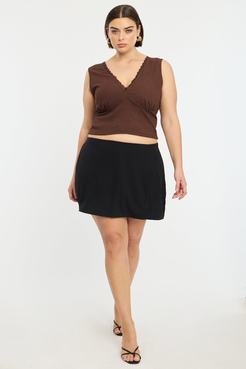 Brown Textured Top Sleeveless for YouandAll Fashion