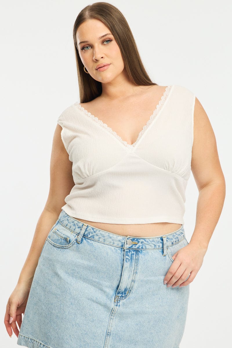 White Textured Top Sleeveless for YouandAll Fashion