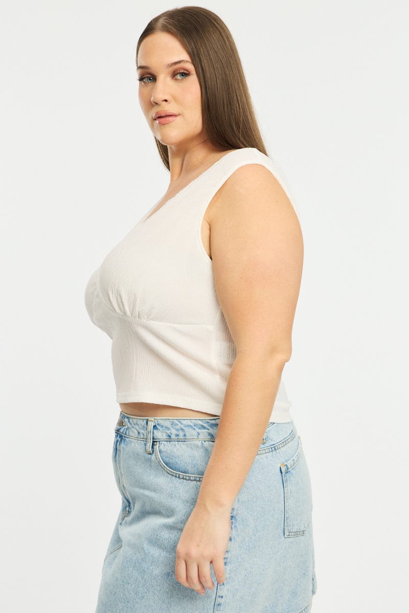 White Textured Top Sleeveless for YouandAll Fashion