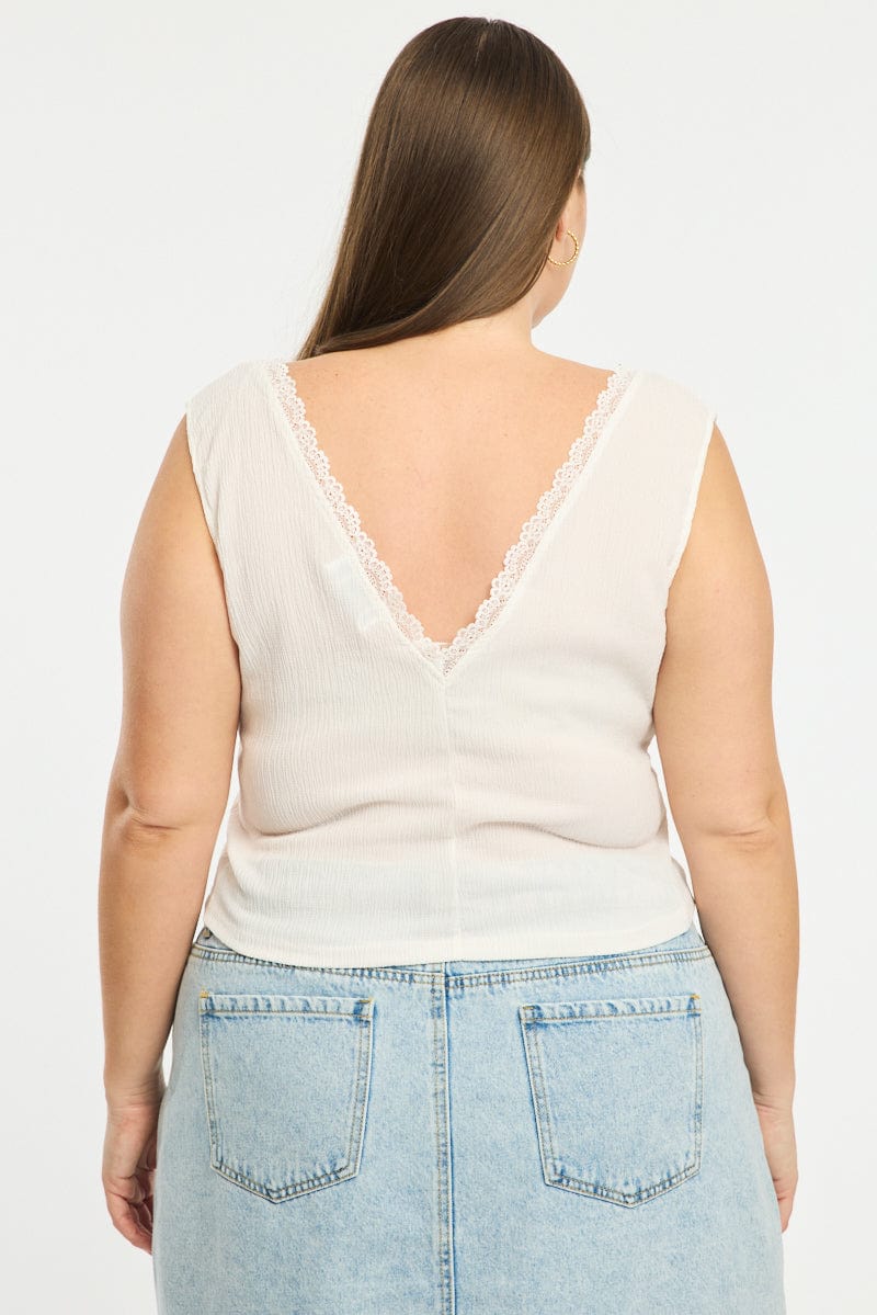 White Textured Top Sleeveless for YouandAll Fashion