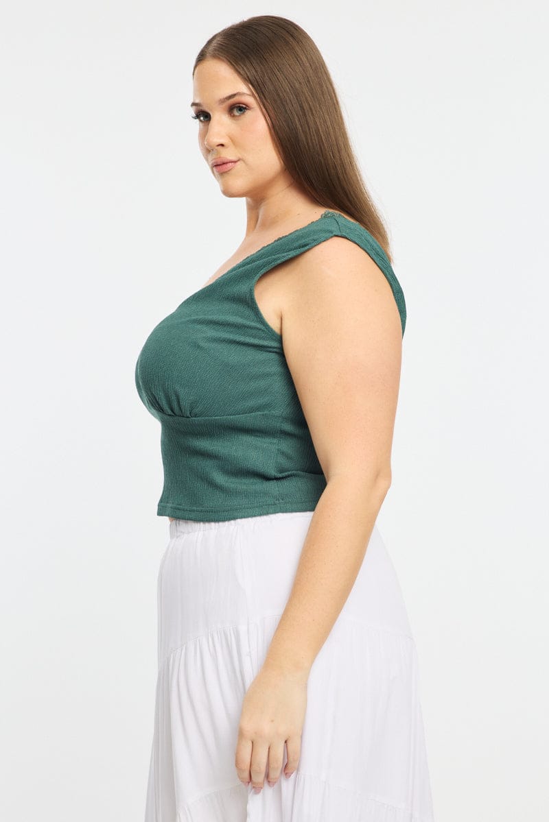 Green Textured Top Sleeveless for YouandAll Fashion