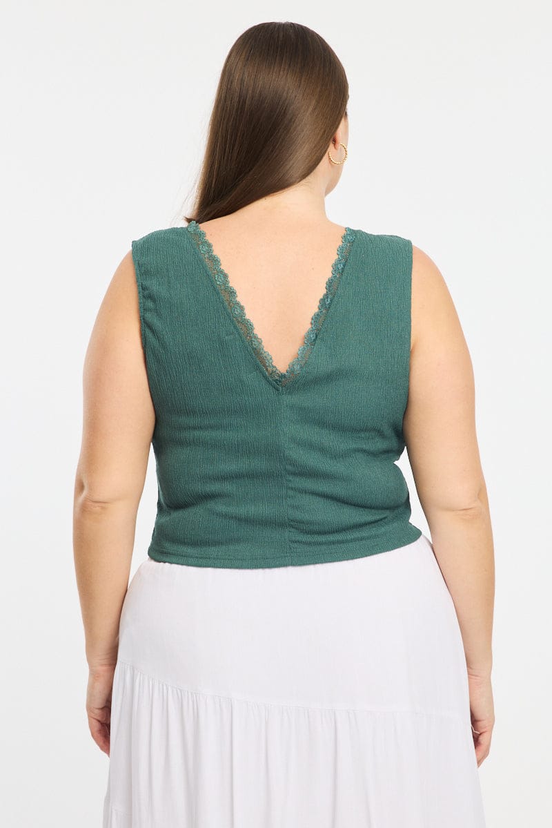 Green Textured Top Sleeveless for YouandAll Fashion