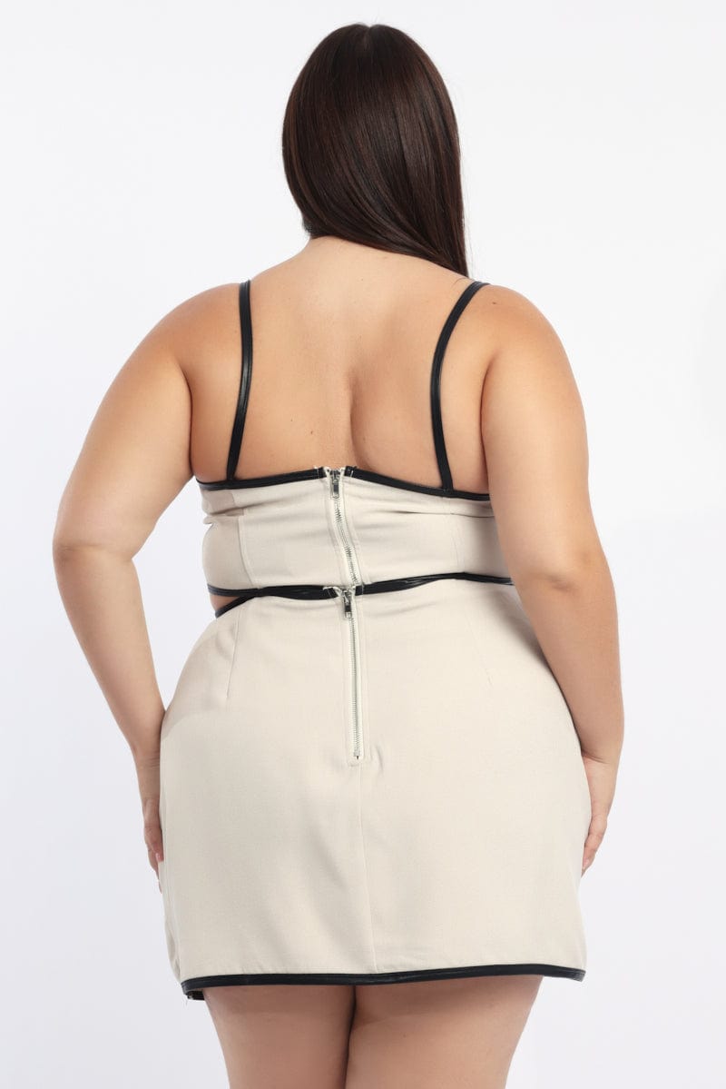 Beige Corset Top PU Trim for YouandAll Fashion