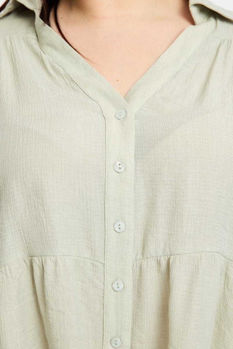 Green Ruffle Shirt Short Sleeve for YouandAll Fashion