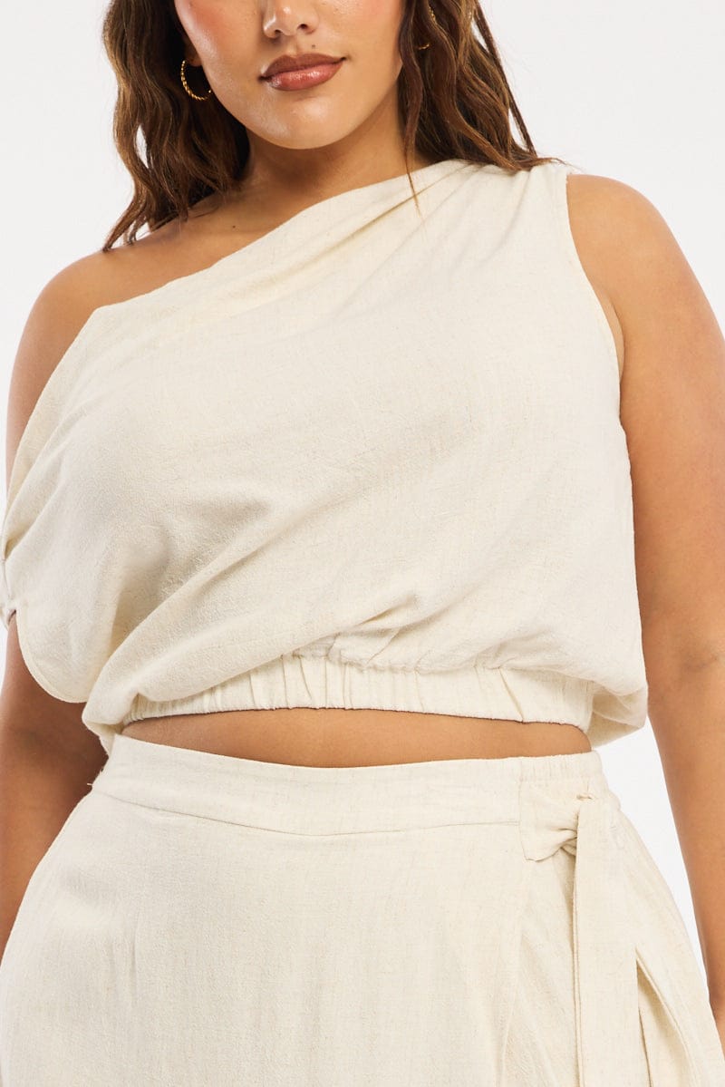 Beige Off Shoulder Top main image 0