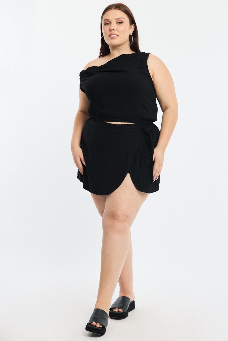 Black Off Shoulder Top Linen Blend for YouandAll Fashion