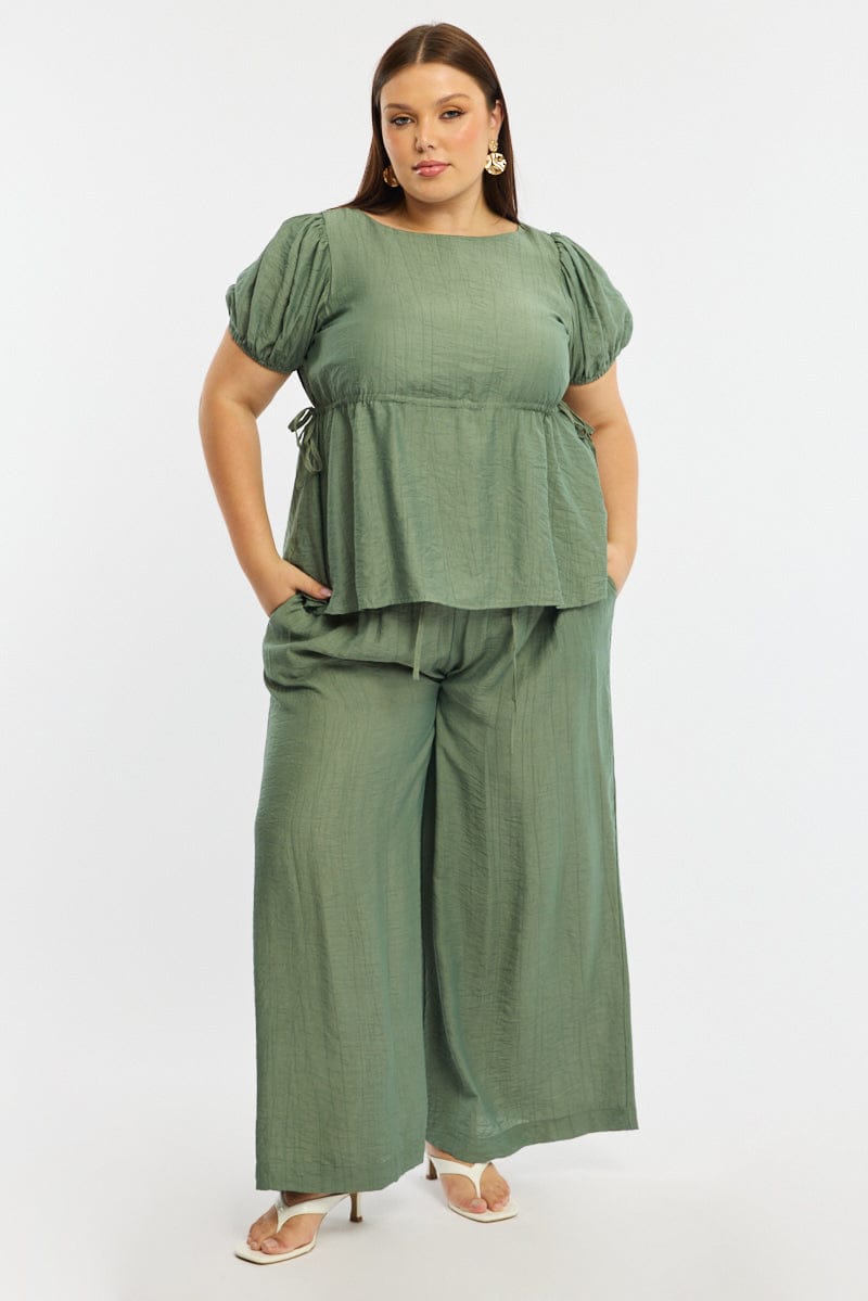 Green Smock Top Short Sleeve for YouandAll Fashion