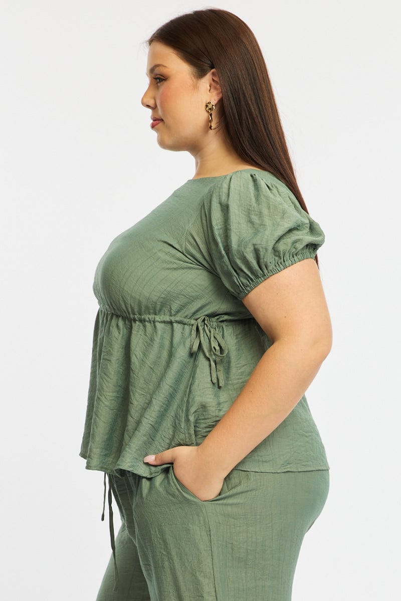Green Smock Top Short Sleeve for YouandAll Fashion