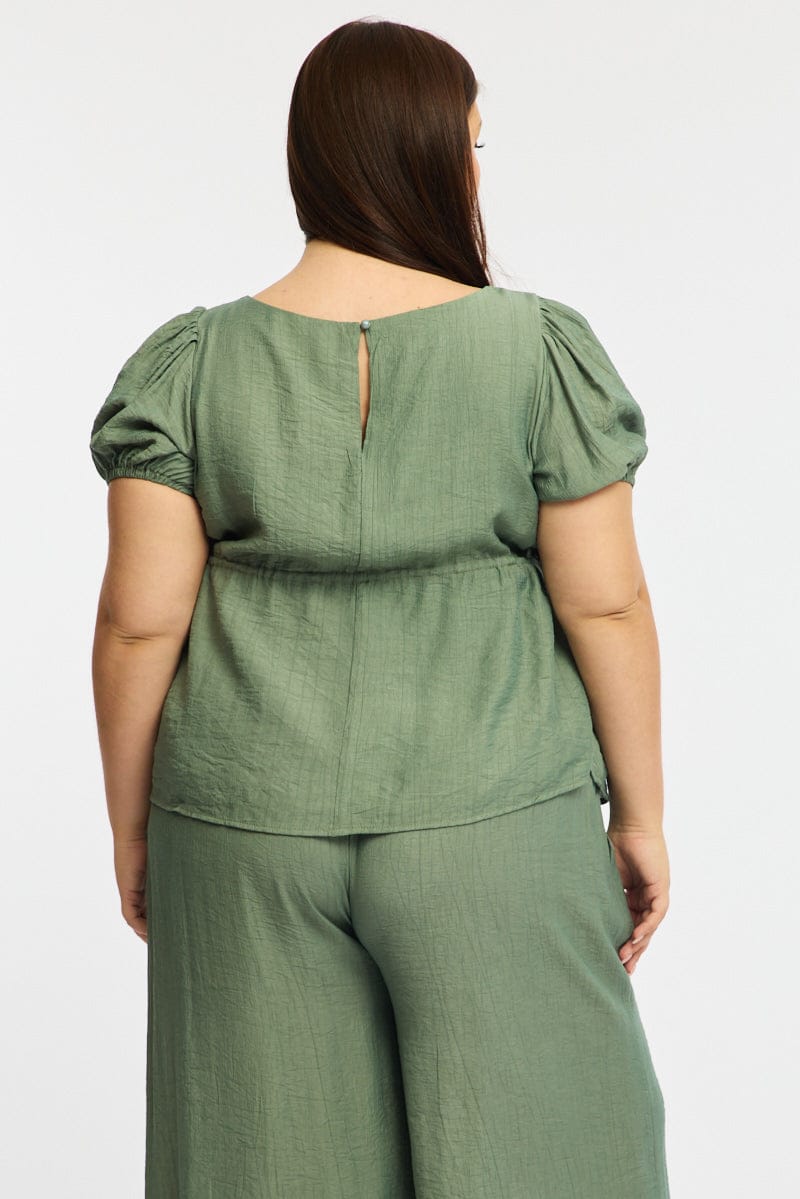 Green Smock Top Short Sleeve for YouandAll Fashion