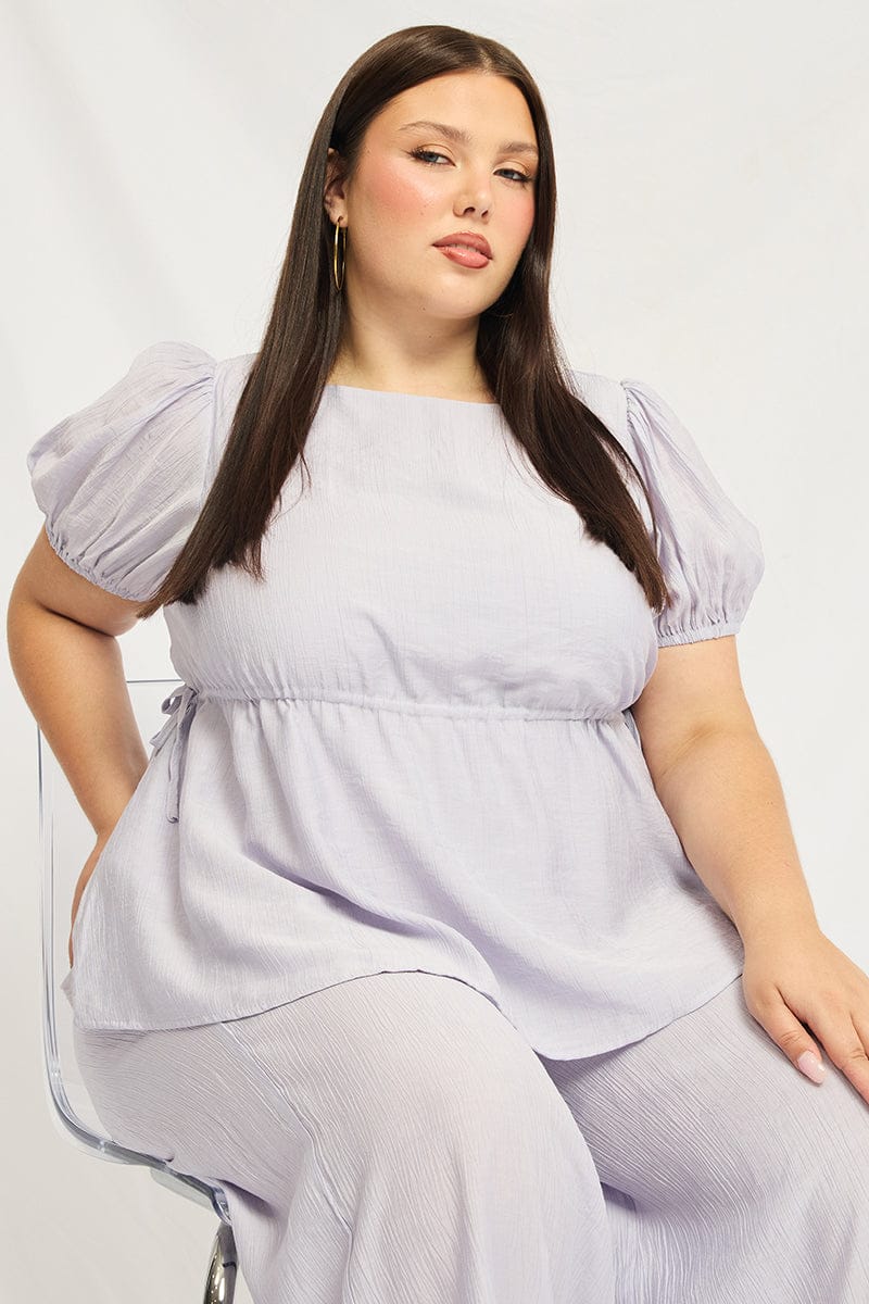 Purple Smock Top Short Sleeve for YouandAll Fashion