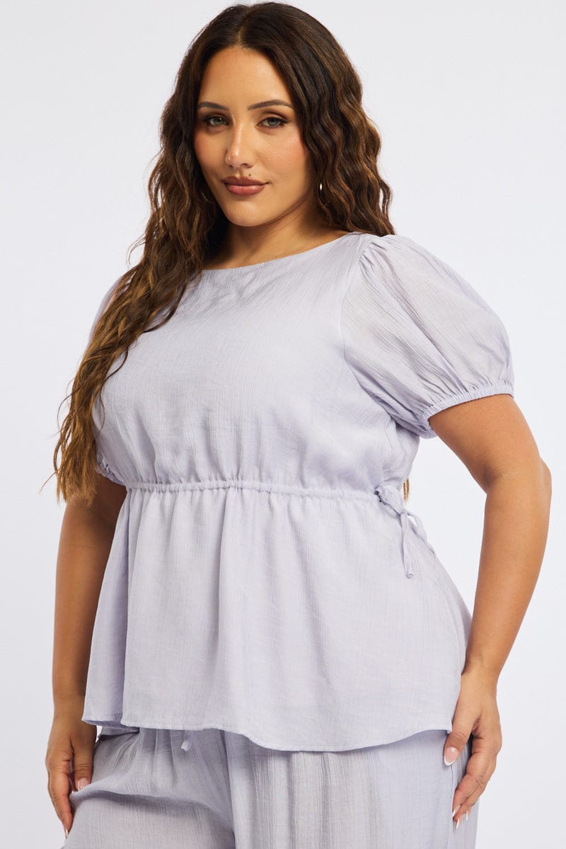 Purple Smock Top Short Sleeve for YouandAll Fashion