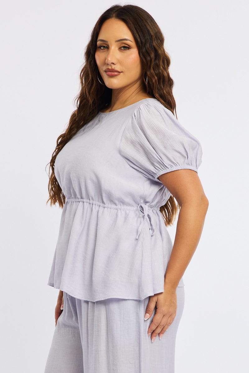 Purple Smock Top Short Sleeve for YouandAll Fashion