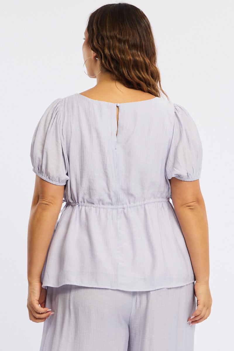 Purple Smock Top Short Sleeve for YouandAll Fashion