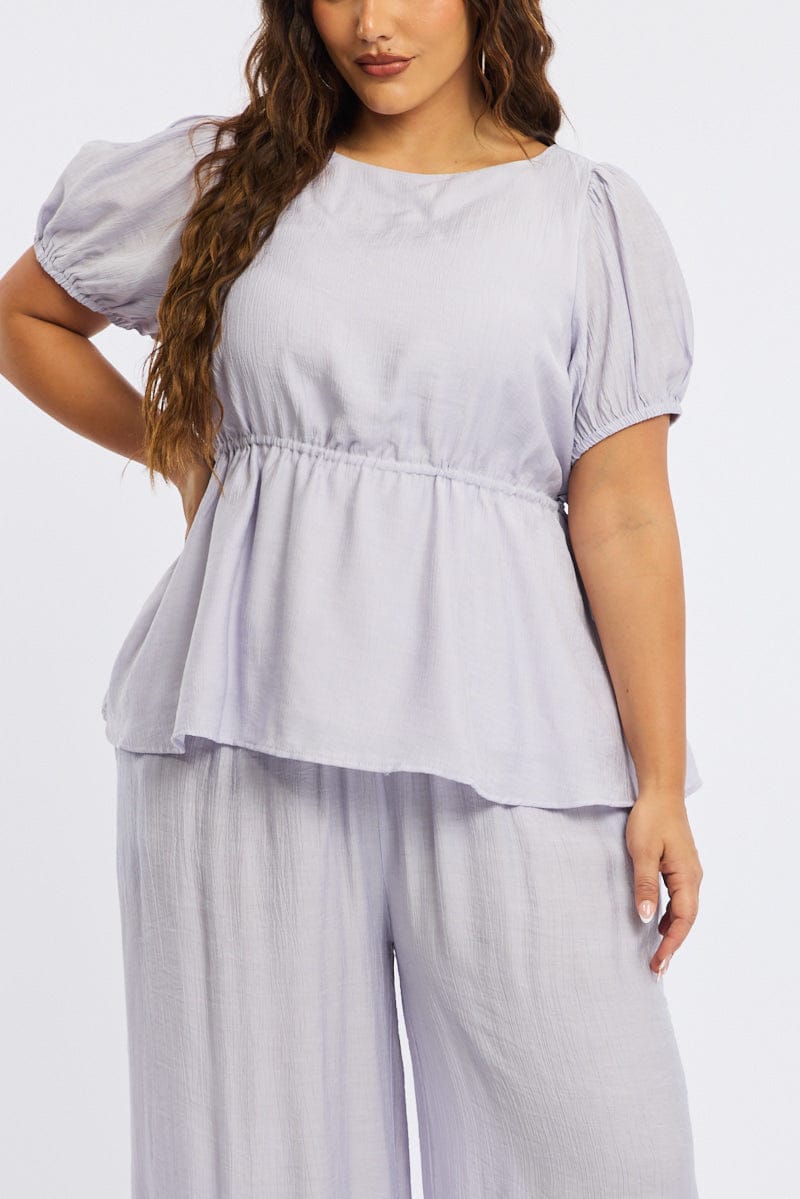 Purple Smock Top Short Sleeve for YouandAll Fashion