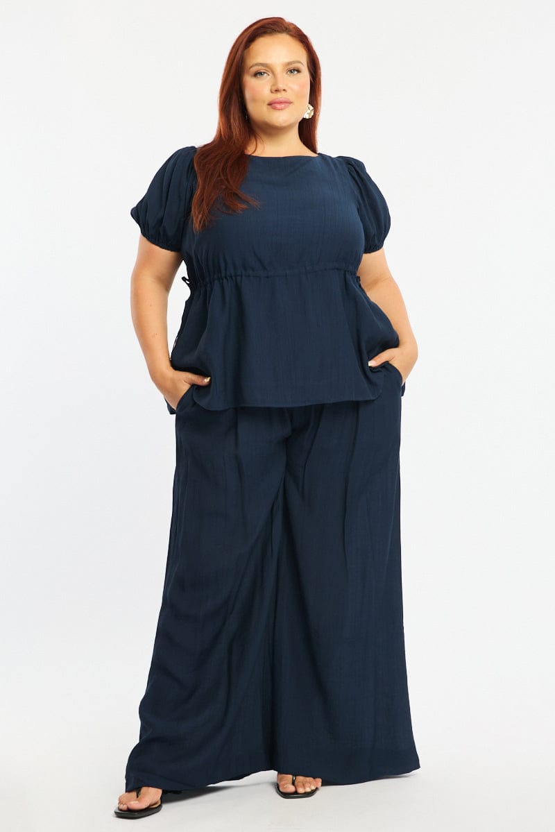 Blue Smock Top Short Sleeve for YouandAll Fashion
