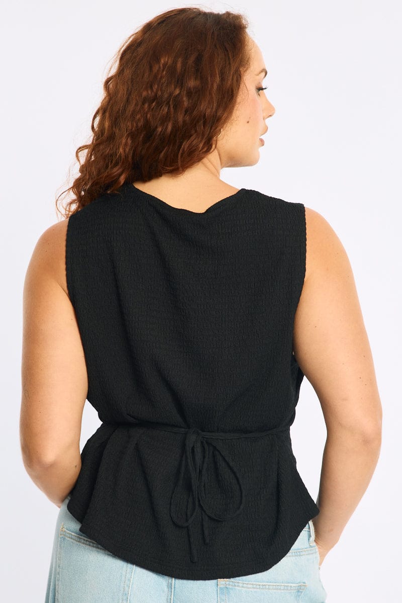 Black Waistcoat Sleeveless Textured for YouandAll Fashion
