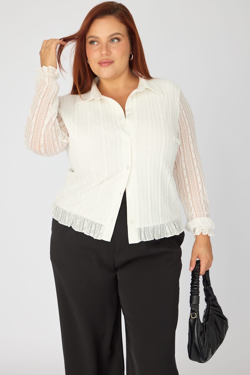 White Lace Shirt Long Sleeve for YouandAll Fashion