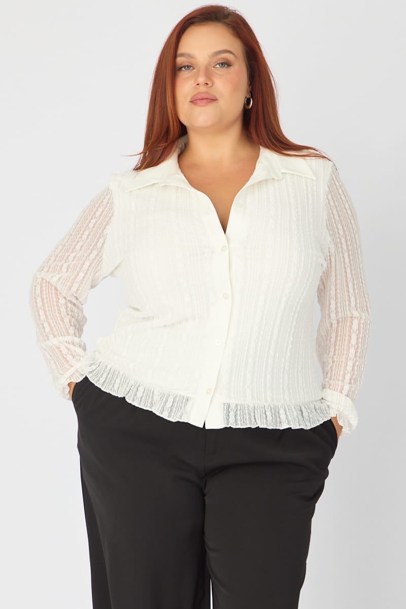 White Lace Shirt Long Sleeve for YouandAll Fashion