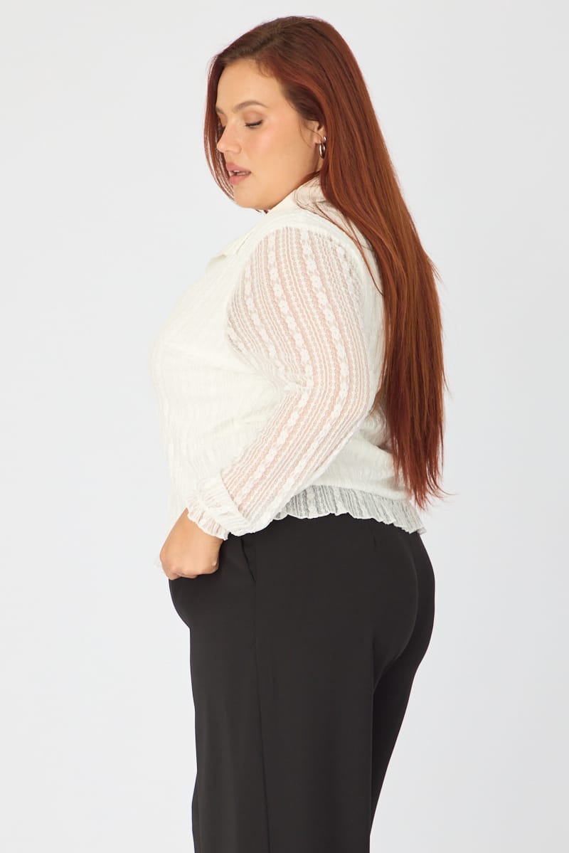 White Lace Shirt Long Sleeve for YouandAll Fashion