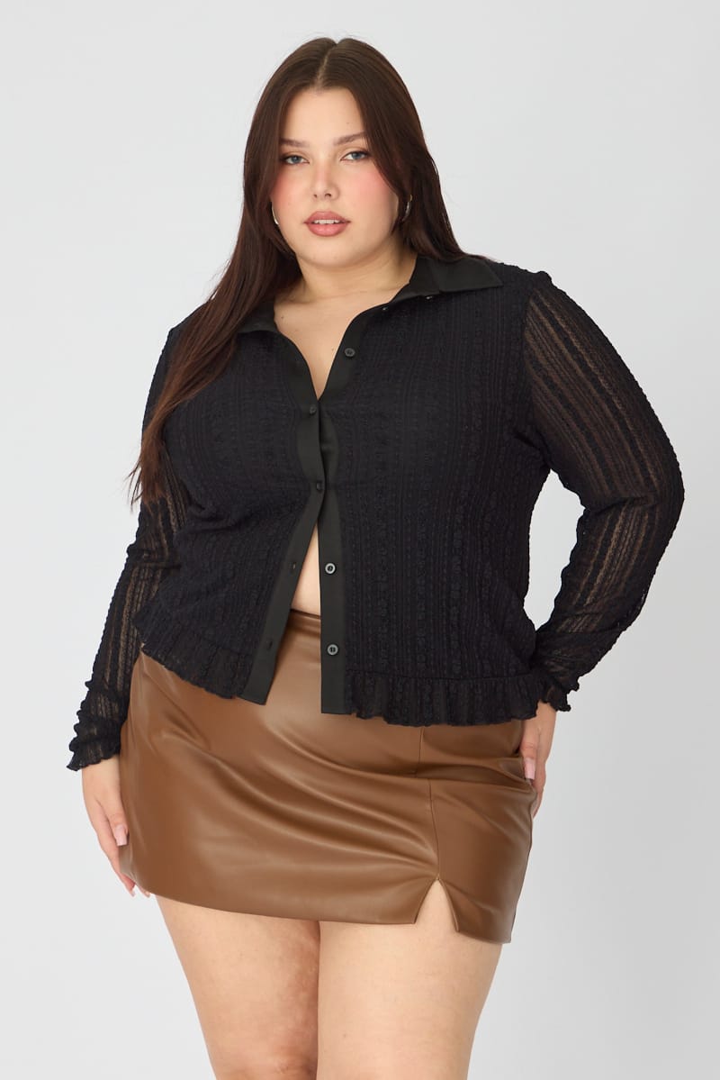 Black Lace Shirt Long Sleeve for YouandAll Fashion