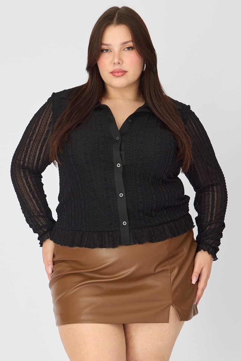 Black Lace Shirt Long Sleeve for YouandAll Fashion