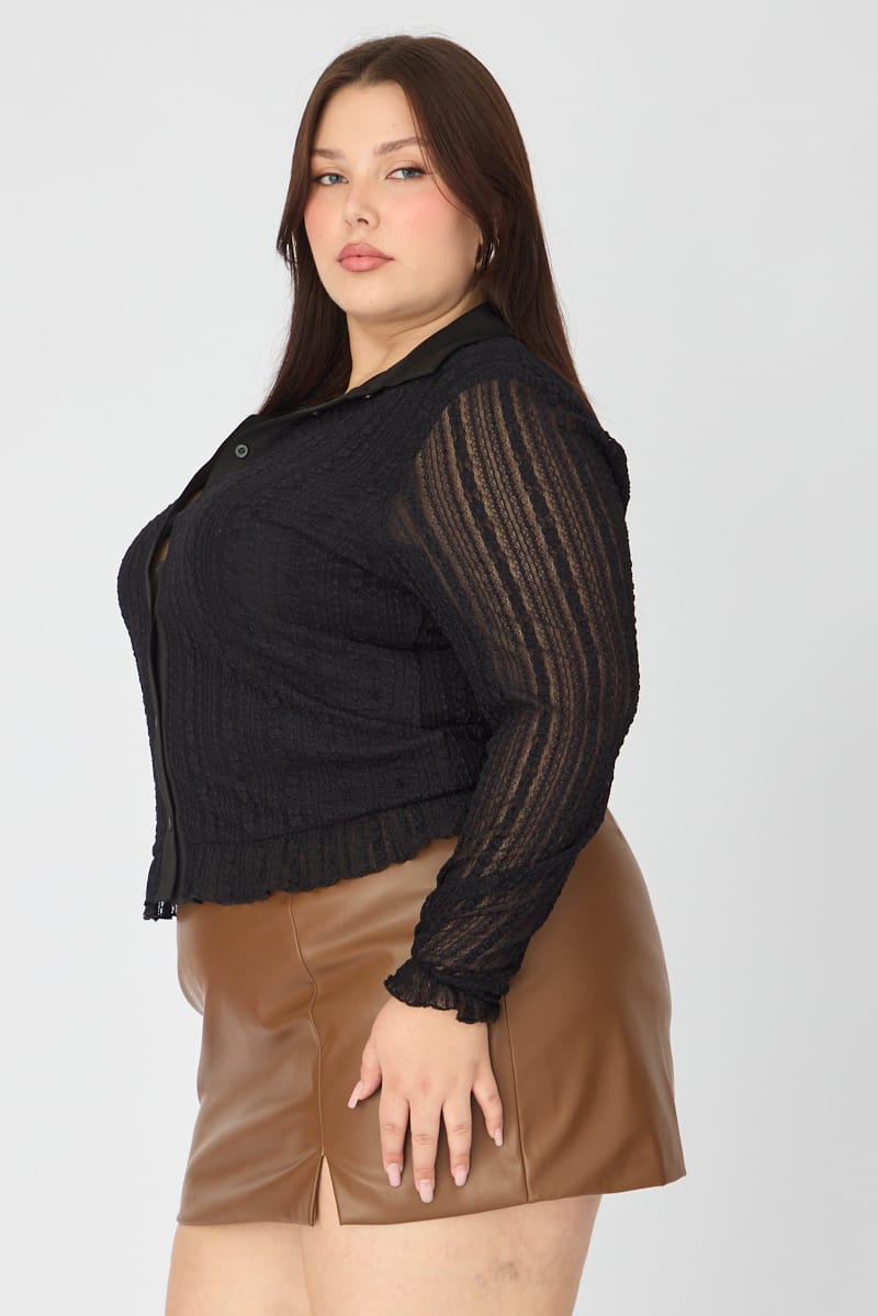 Black Lace Shirt Long Sleeve for YouandAll Fashion
