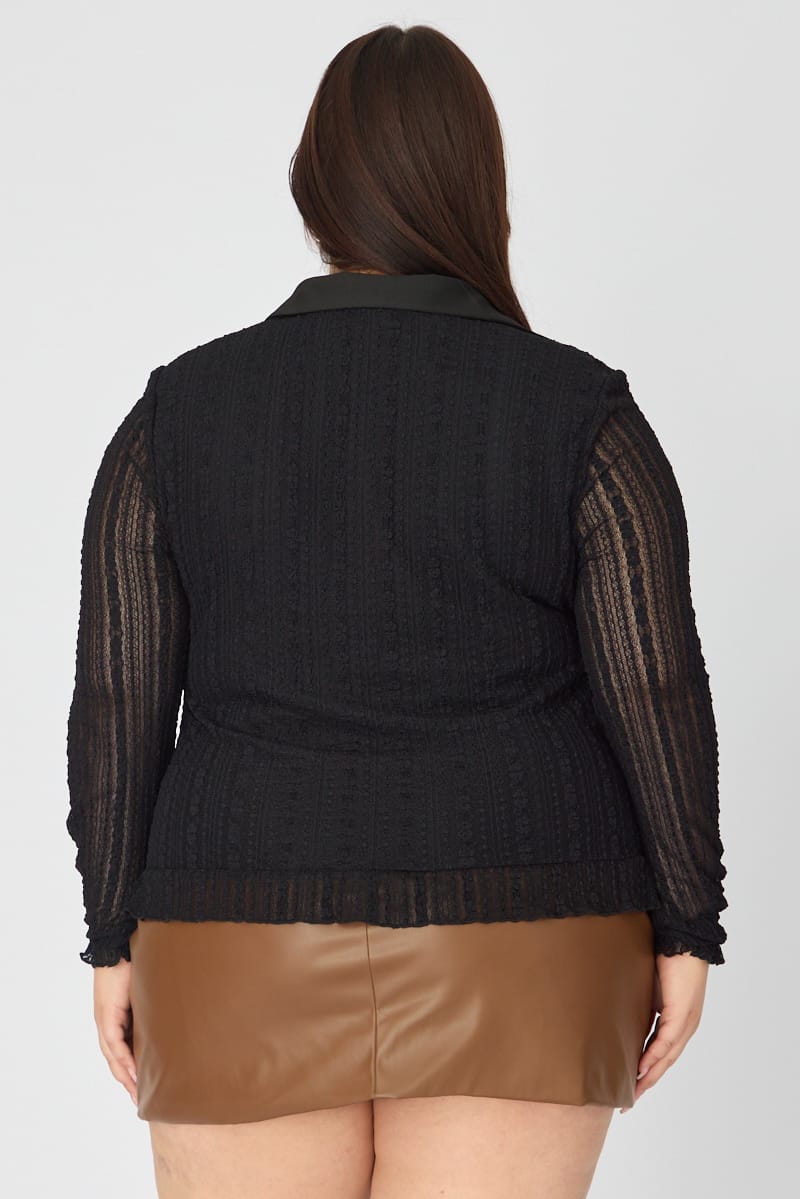 Black Lace Shirt Long Sleeve for YouandAll Fashion
