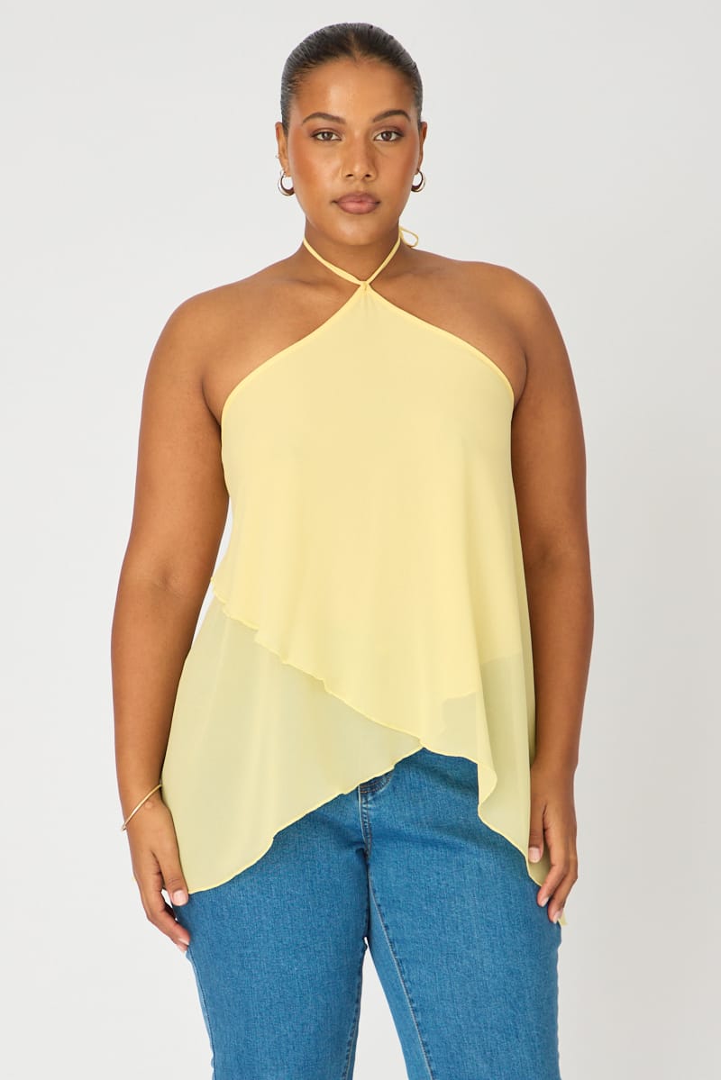 Yellow Chiffon Halter Top Layered for YouandAll Fashion