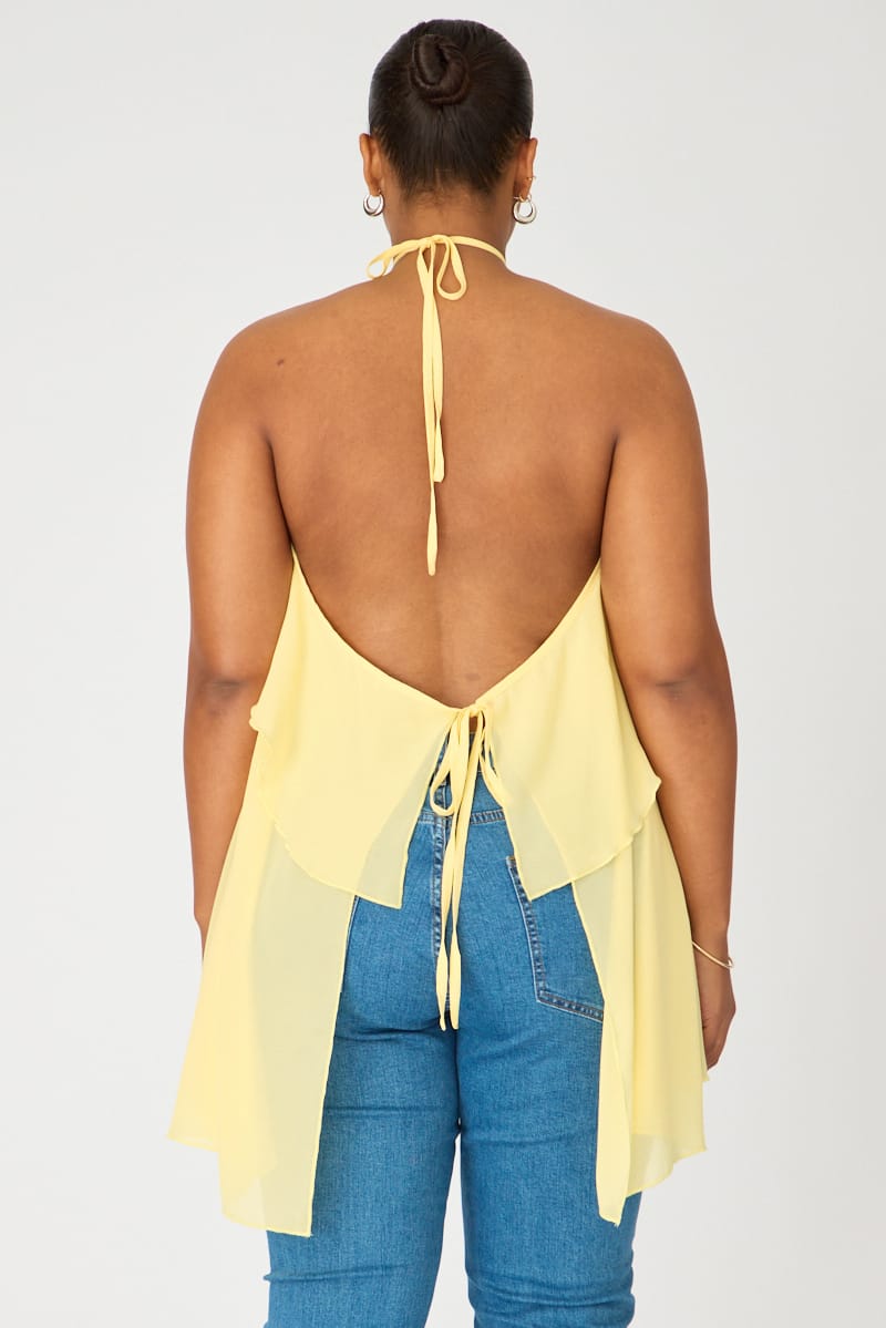 Yellow Chiffon Halter Top Layered for YouandAll Fashion