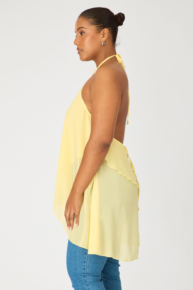 Yellow Chiffon Halter Top Layered for YouandAll Fashion