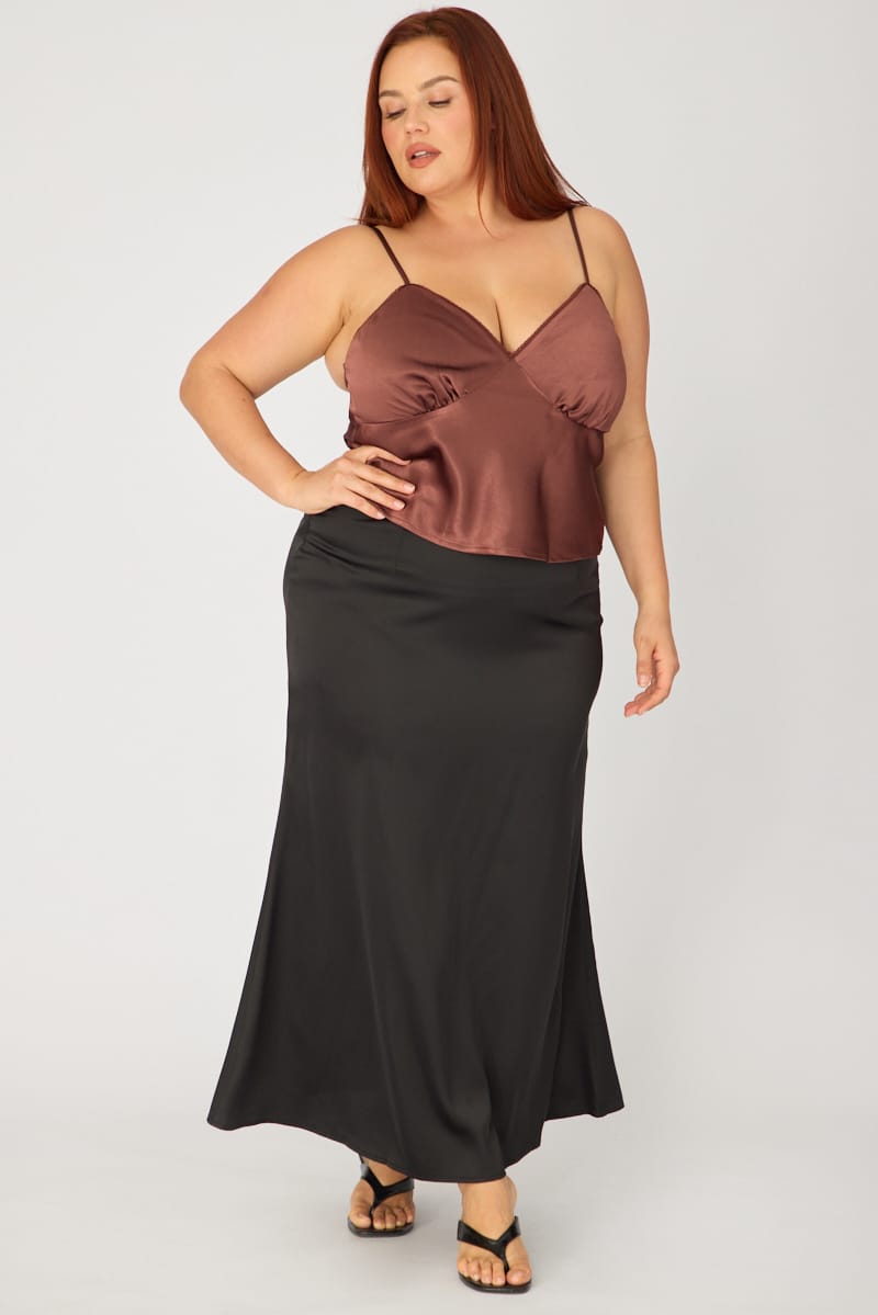 Brown Satin Cami Top for YouandAll Fashion