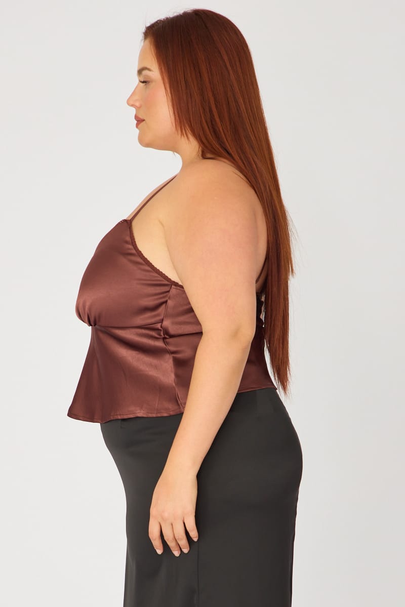 Brown Satin Cami Top for YouandAll Fashion