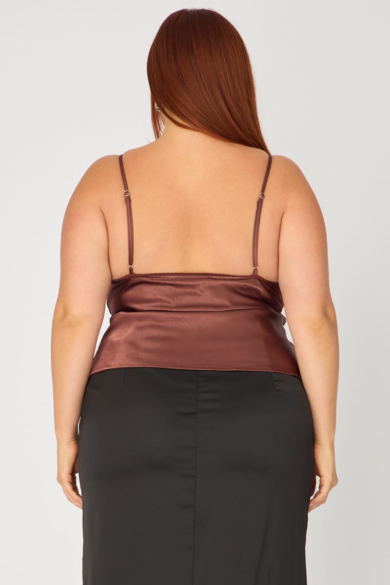 Brown Satin Cami Top for YouandAll Fashion