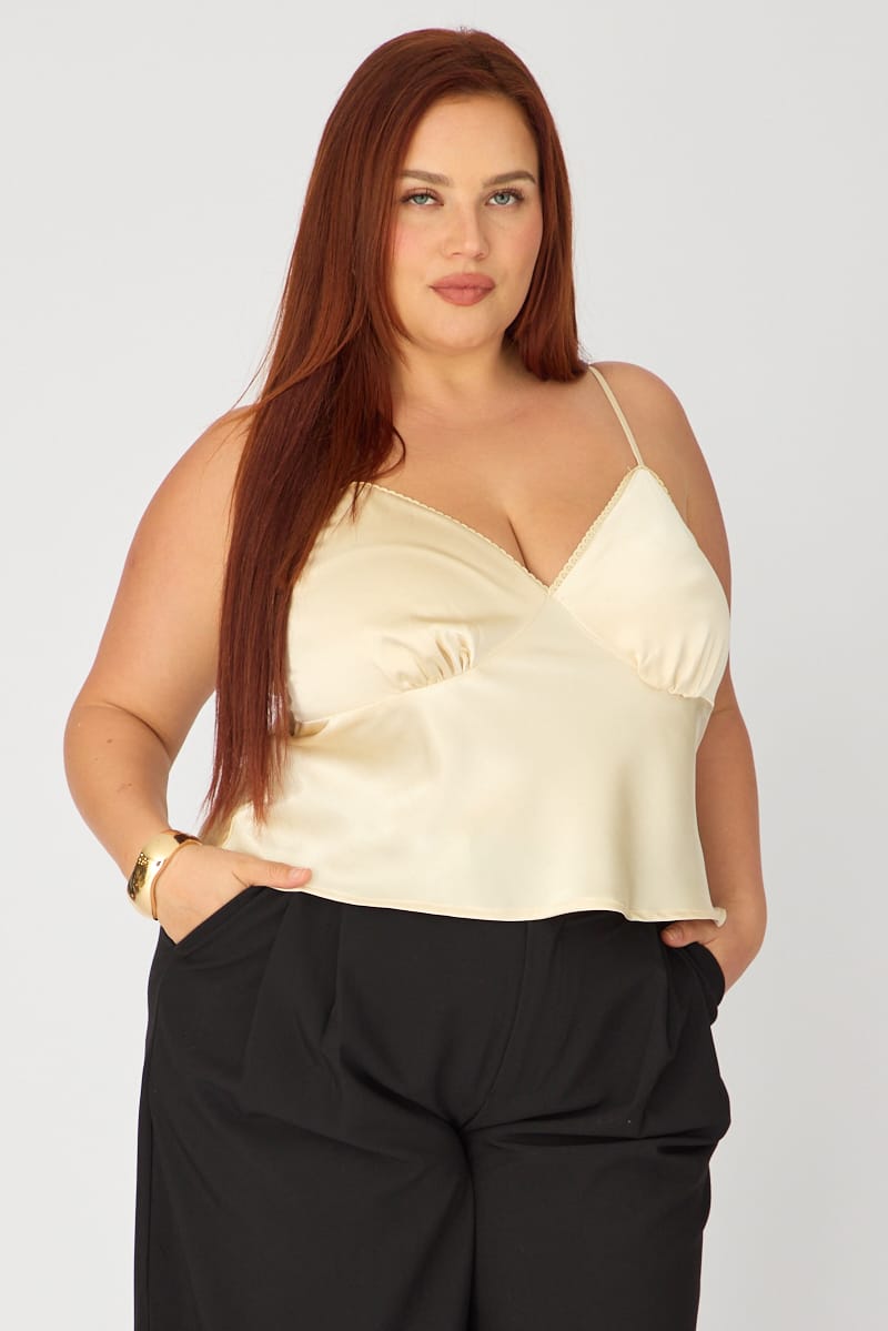 Yellow Satin Cami Top for YouandAll Fashion