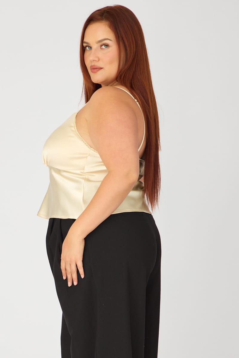 Yellow Satin Cami Top for YouandAll Fashion