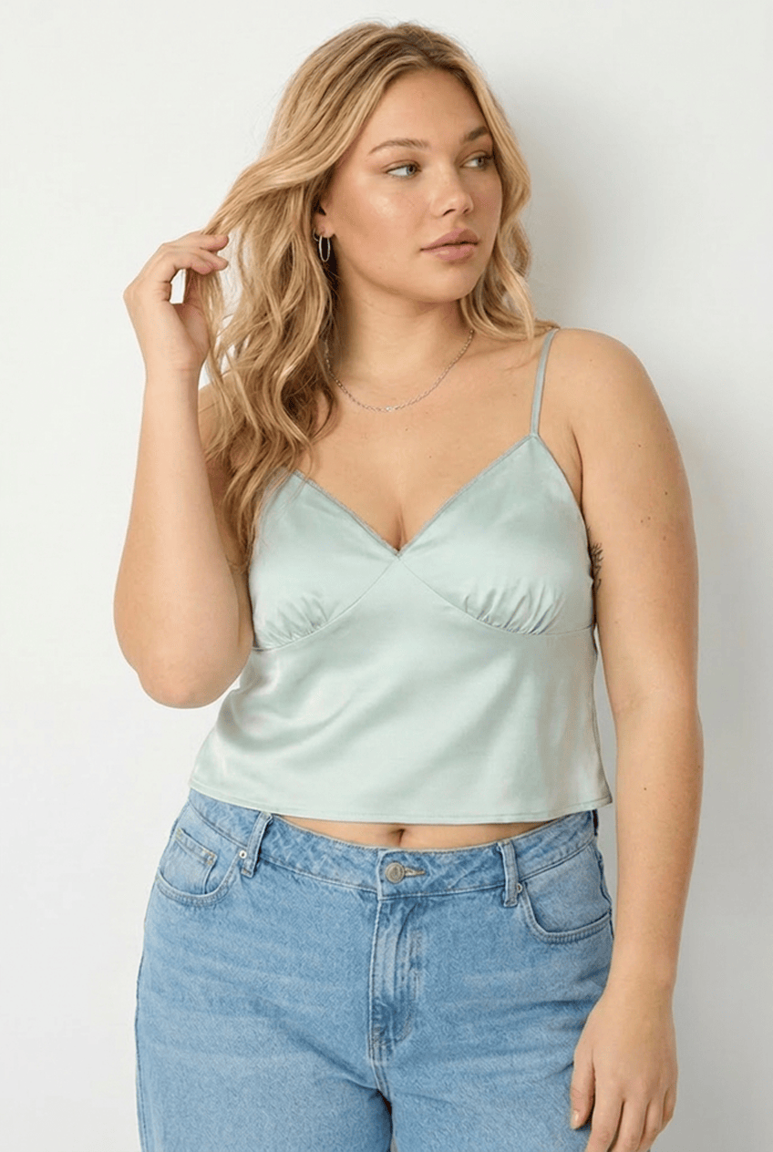 Blue Satin Cami Top for YouandAll Fashion