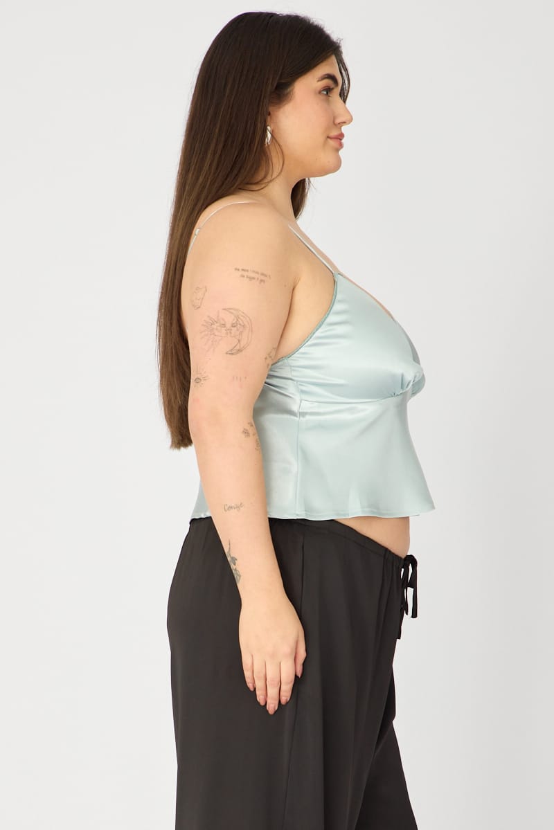 Blue Satin Cami Top for YouandAll Fashion