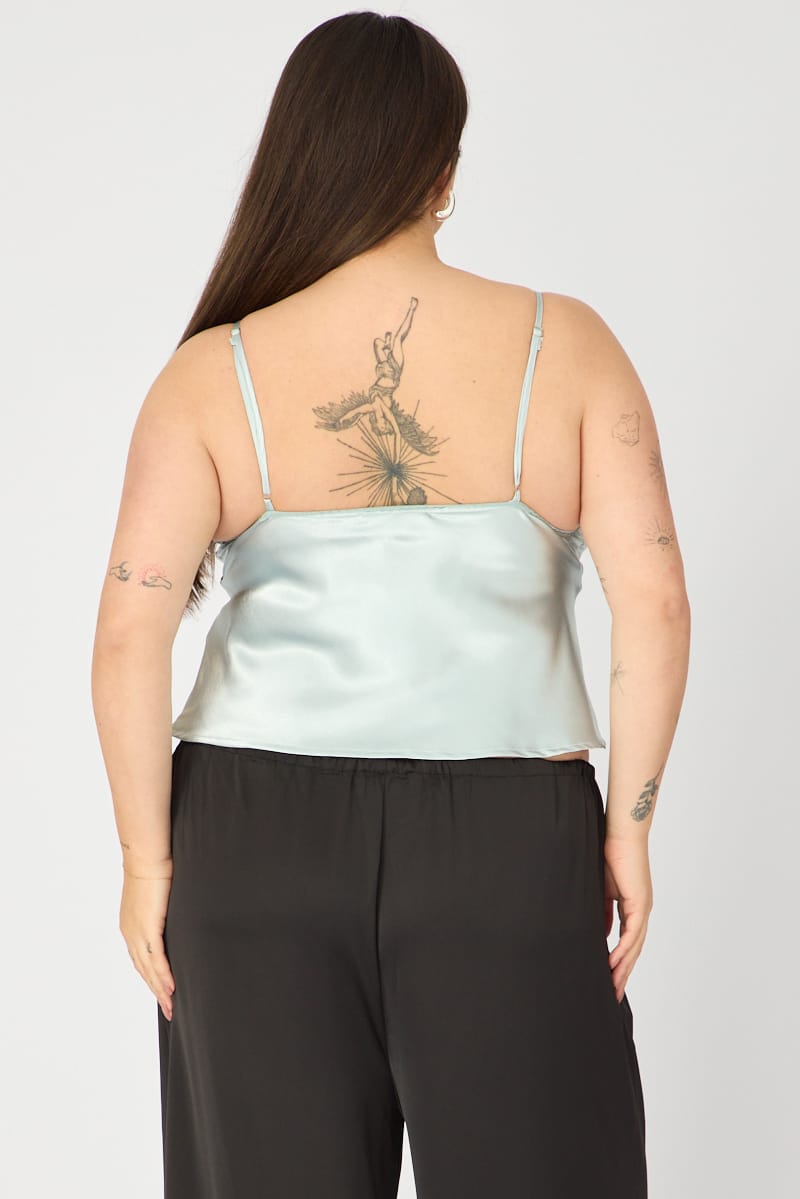 Blue Satin Cami Top for YouandAll Fashion