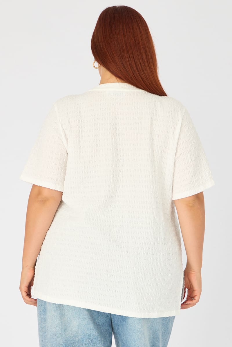 White Textured T-shirt Short Sleeve for YouandAll Fashion